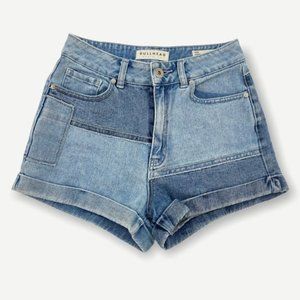 Bullhead denim patchwork jean mom shorts